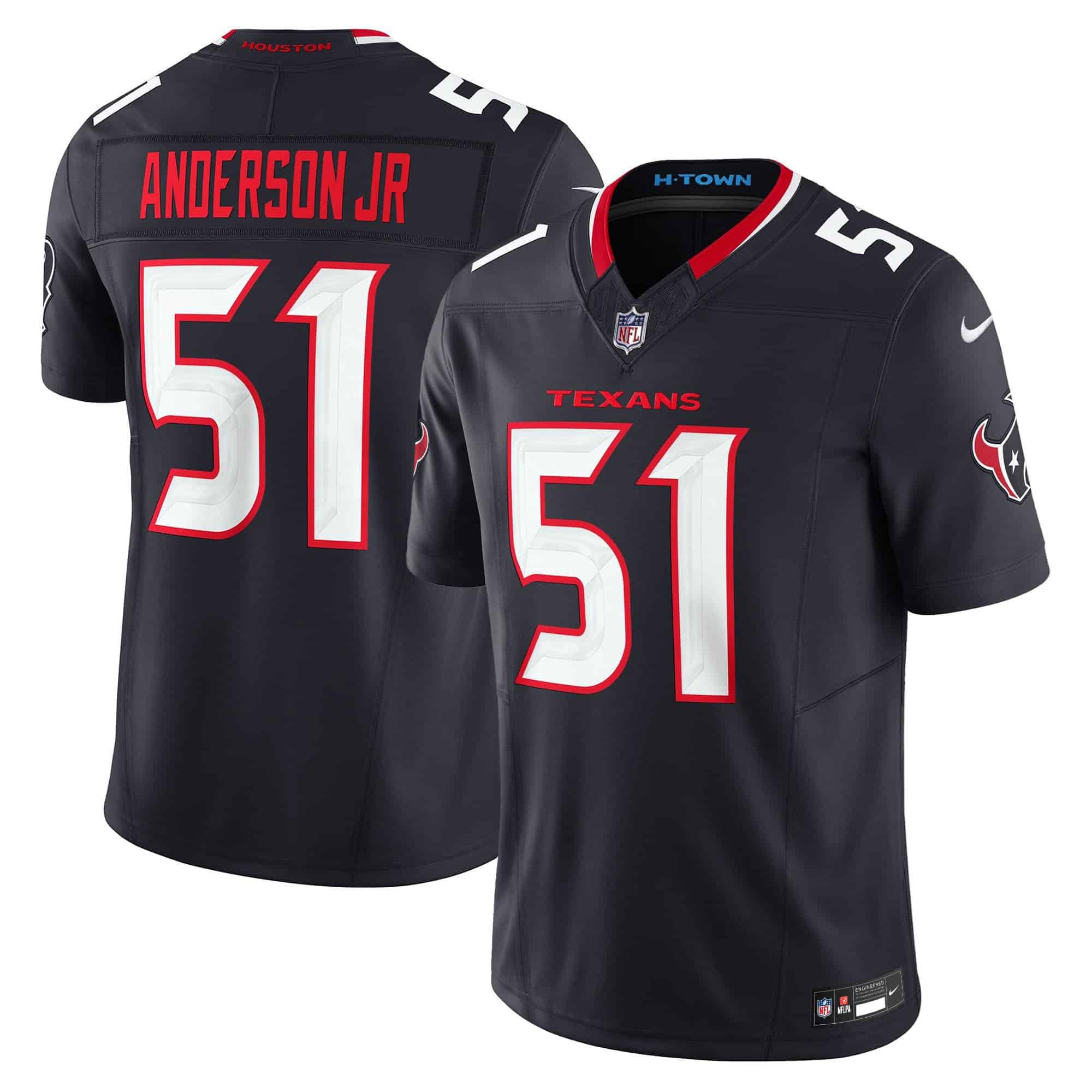 Men Houston Texans #51 Anderson jr Black 2024 Nike Vapor Limited NFL Jersey style 1